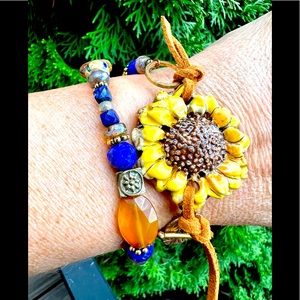 Sunflower Pottery Bar Bracelet